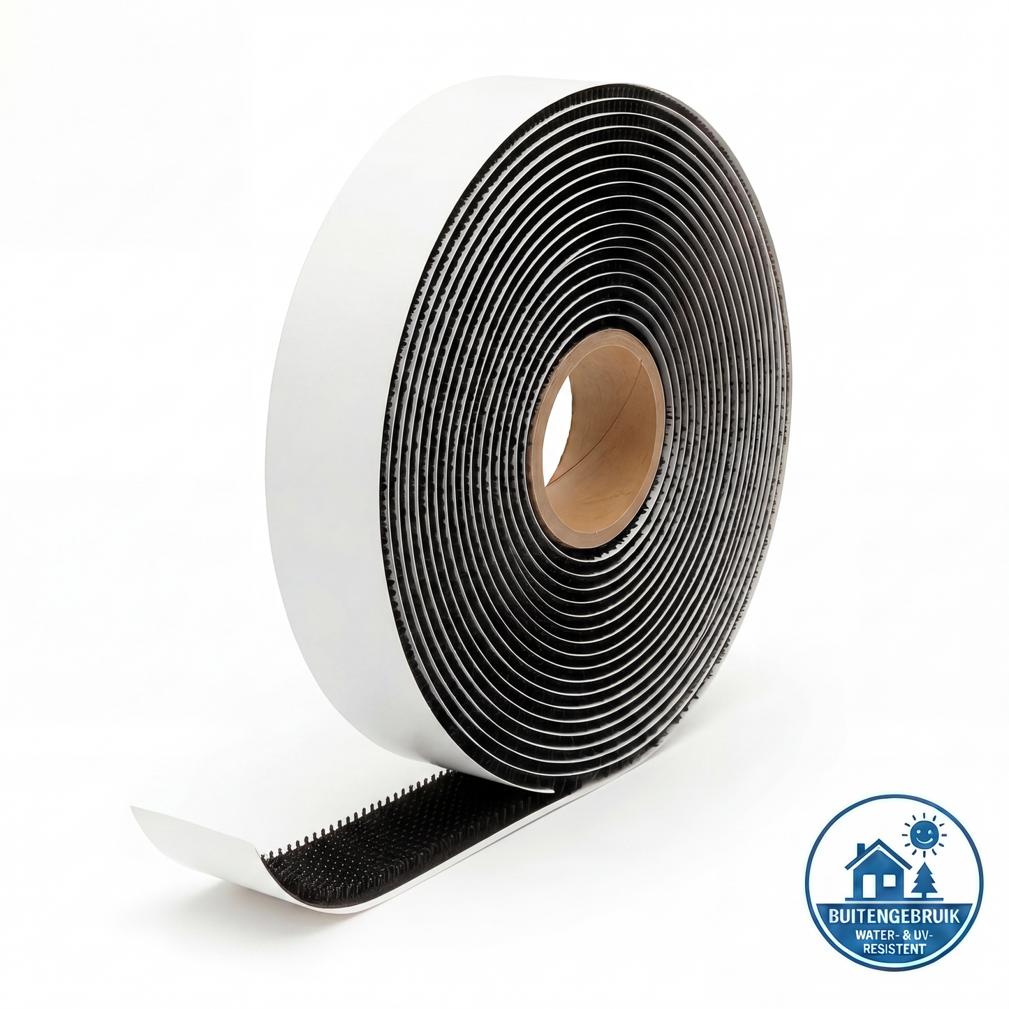 Haakband Zelfklevend voor Buiten - Acryl 16mm op rol - Zwart