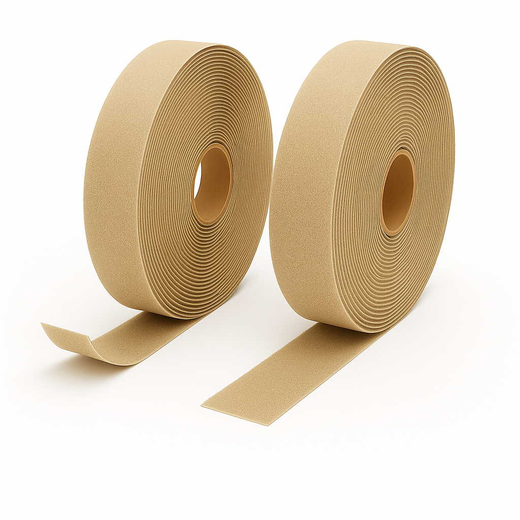 Klittenband Naaibaar op rol 25 Meter - Haak + Lus – Beige